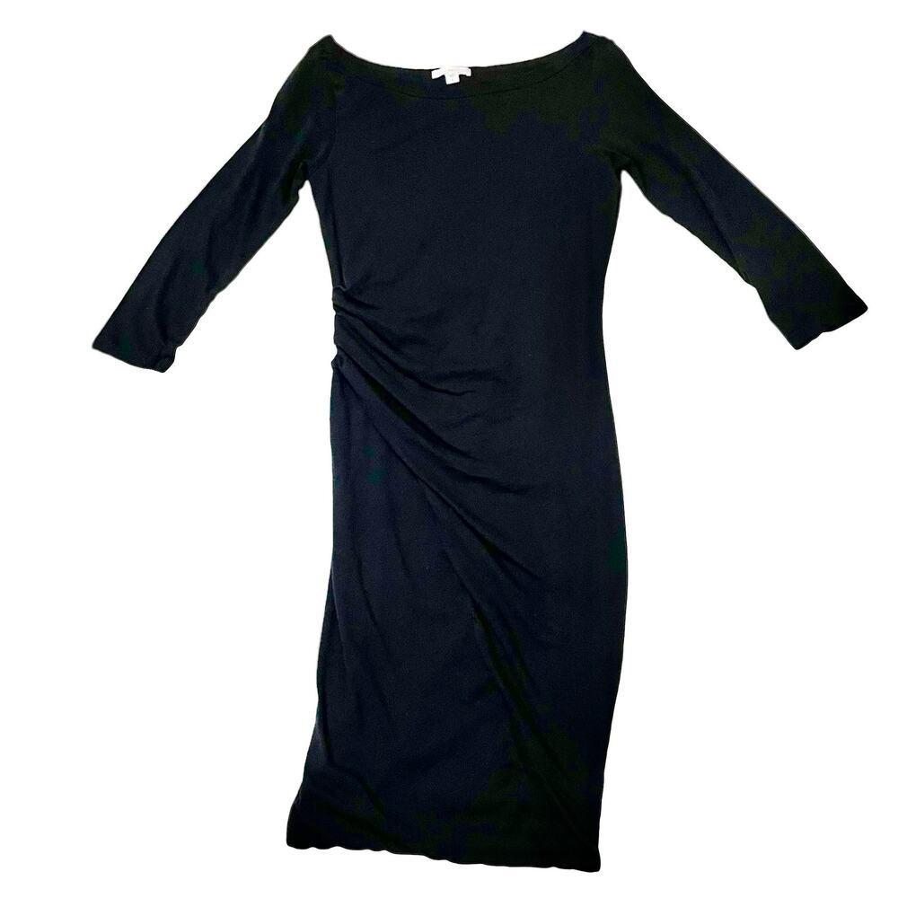 James Perse Asymmetrical Boat Neck Dress - Black - 3 (Large)